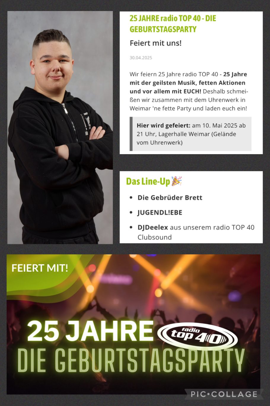 25 Jahre Radio top 40 - Uhrenwerk Weimar DJDeelex, Jugendliebe und Die Gebrüder Brett feiern im Uhrenwerk Weimar den 25. Geburtstag von Radio top 40!